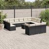 vidaXL 14 Piece Garden Sofa Set with Cushions Black Poly Rattan
