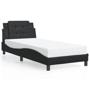 vidaXL Bed Frame without Mattress "Zadar" Black 100x190 cm Faux Leather