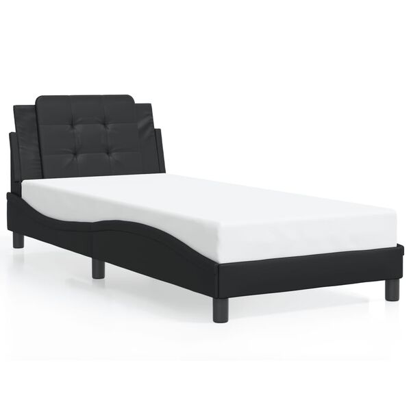 vidaXL Bed Frame without Mattress "Zadar" Black 100x190 cm Faux Leather
