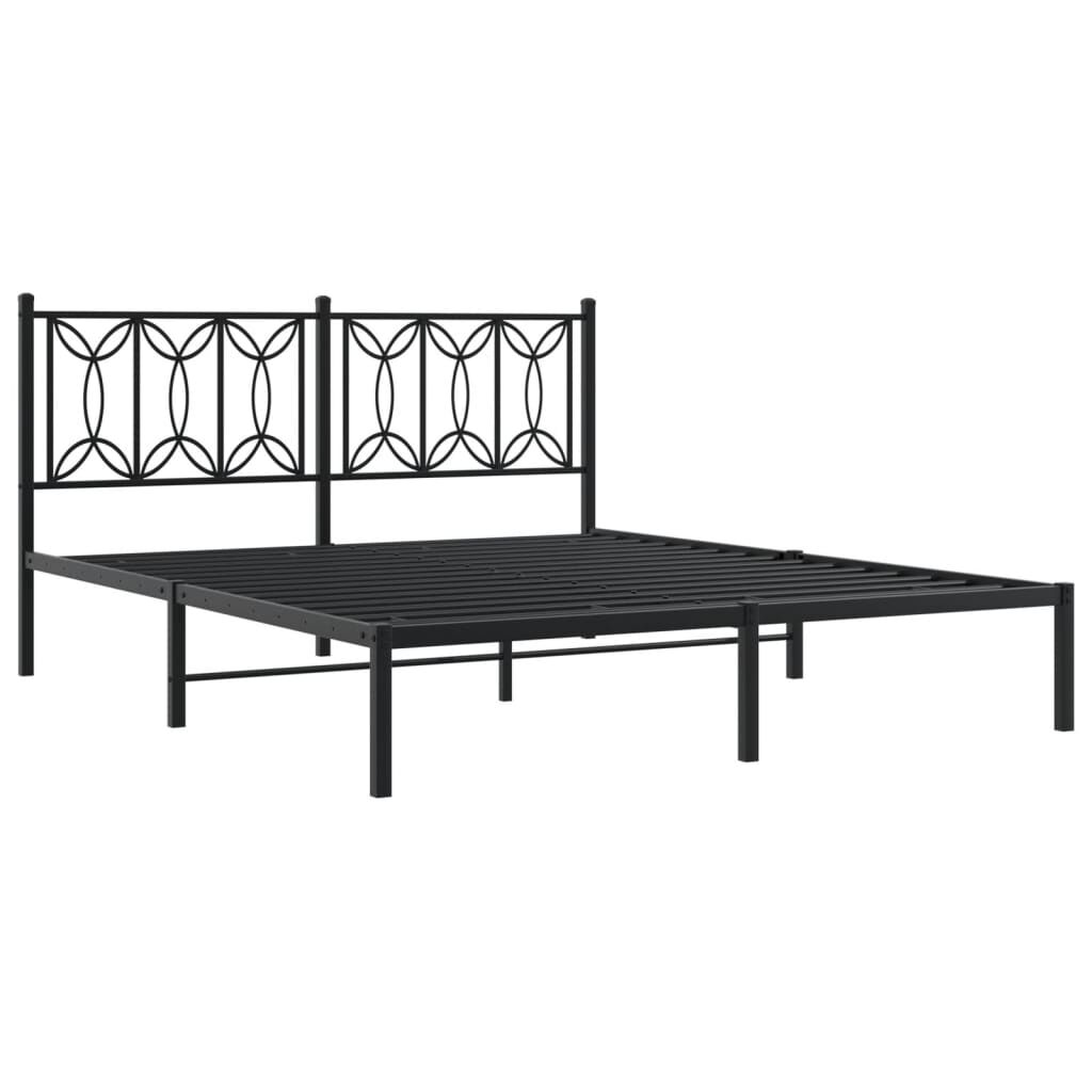 vidaXL Metal Bed Frame without Mattress with Headboard Black 150x200cm