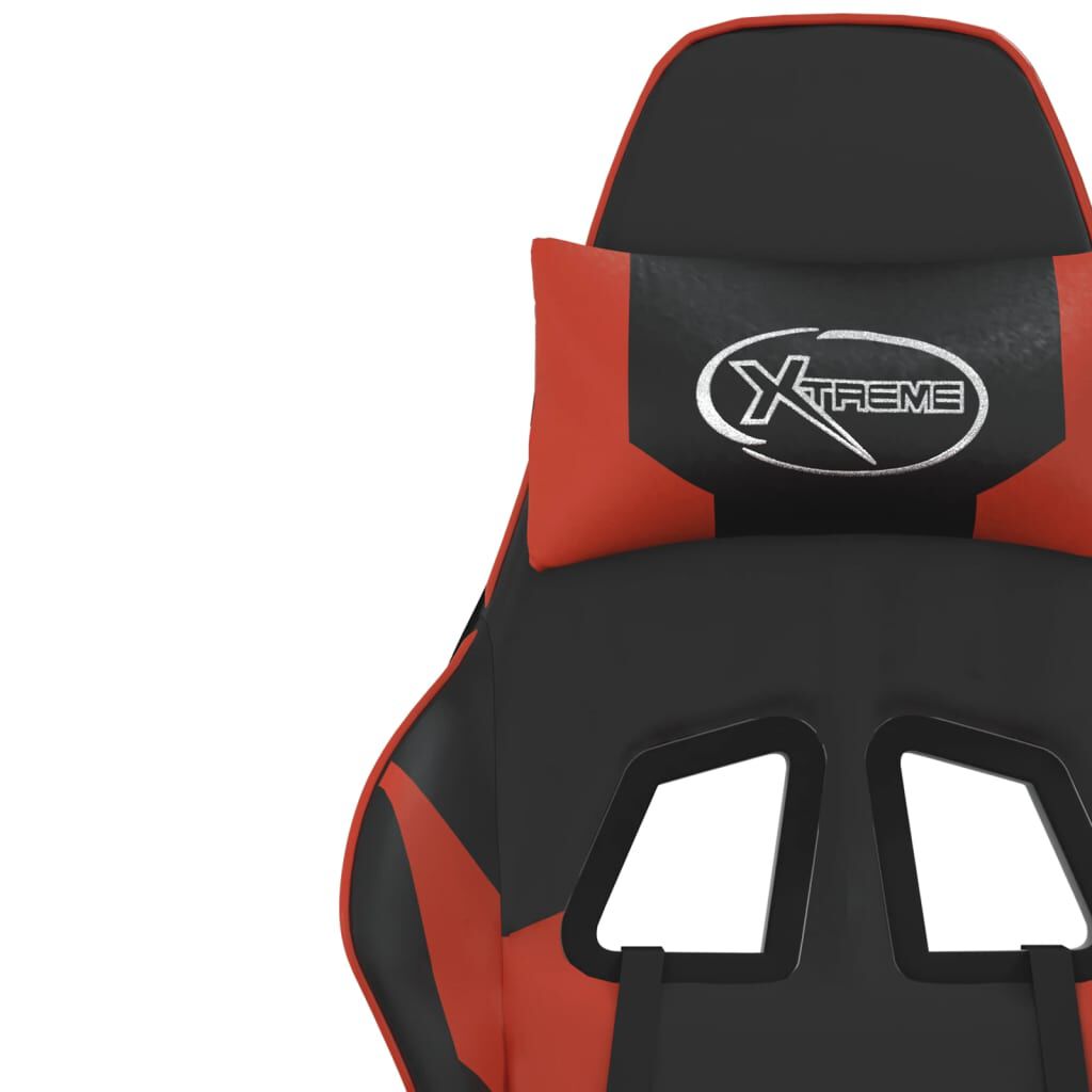 vidaXL Gaming Chair with Footrest Black and Red Faux Leather
