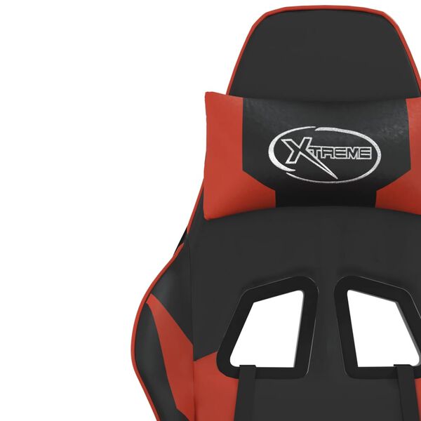 vidaXL Gaming Chair with Footrest Black and Red Faux Leather