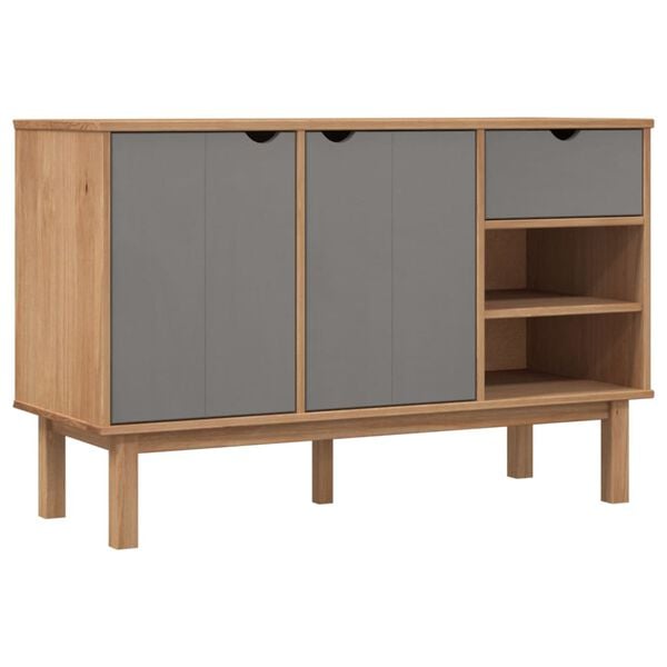 vidaXL Sideboard OTTA Brown and Grey 114x43x73.5 cm Solid Wood Pine