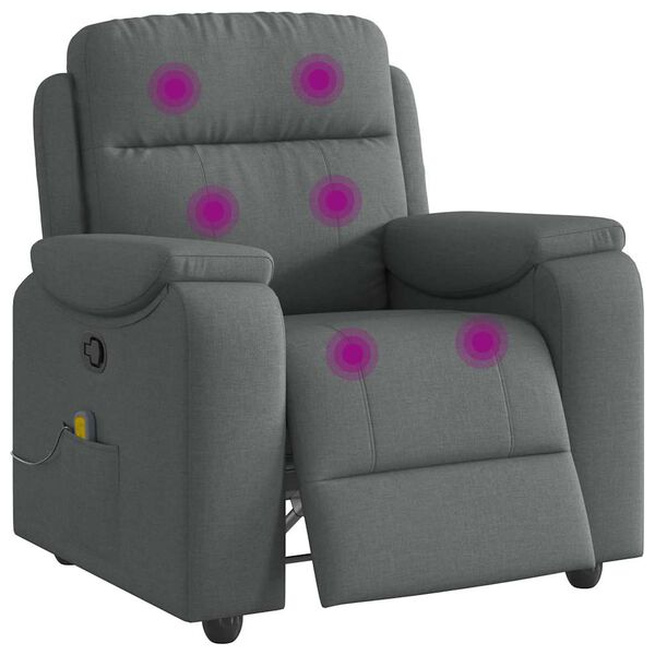 vidaXL Massage Recliner Chair Dark Grey Fabric