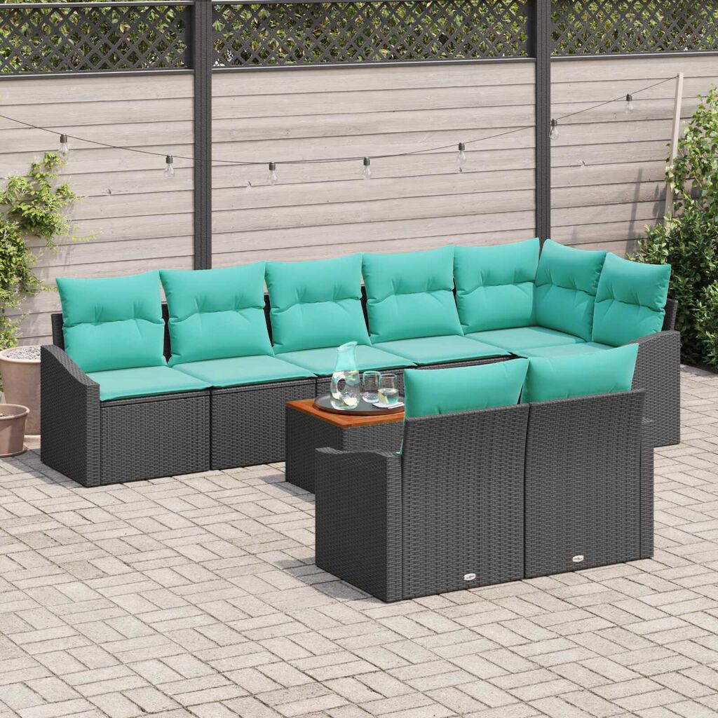 vidaXL Garden Sofa Set 9 pcs Black, turquoise