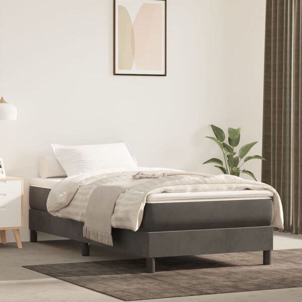 vidaXL Bed Frame without Mattress Dark Grey Twin Velvet (US Only)