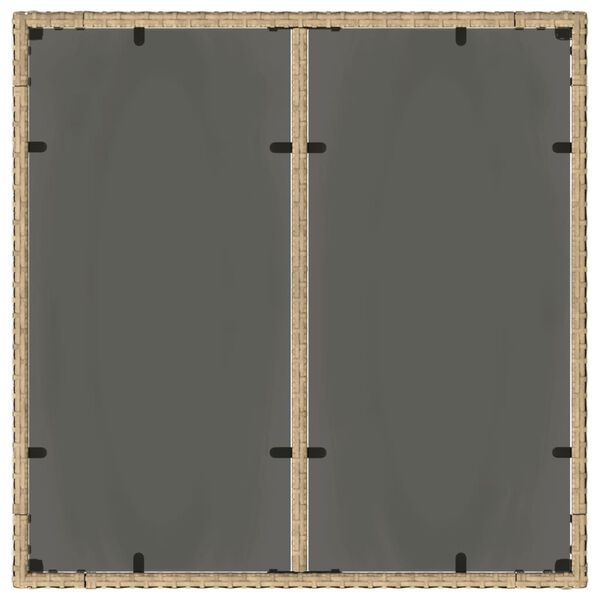 vidaXL Garden Table with Glass Top Beige 90x90x75 cm Poly Rattan