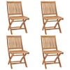 vidaXL Folding Garden Chairs with Cushions 4 pcs Solid Teak Wood