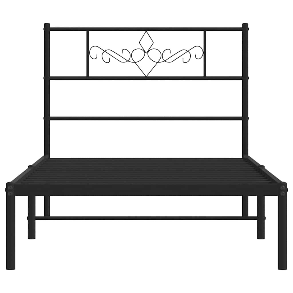 vidaXL Metal Bed Frame without Mattress with Headboard Black 100x190cm