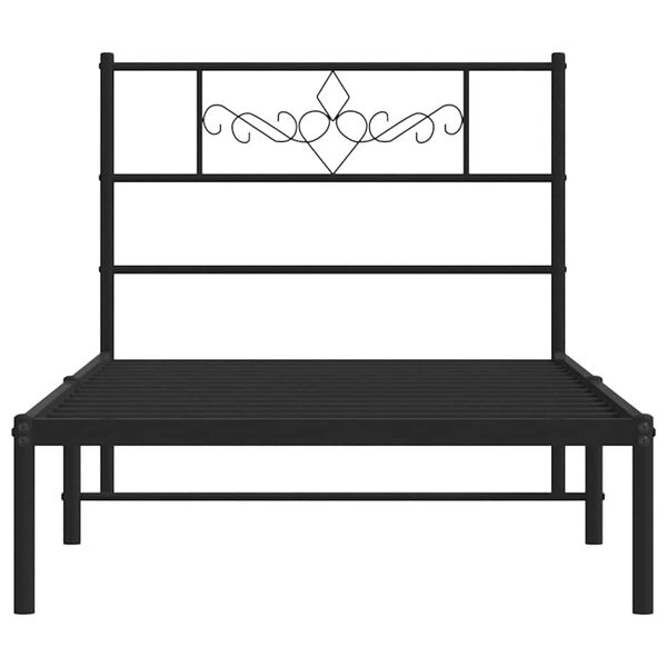 vidaXL Metal Bed Frame without Mattress with Headboard Black 100x190cm