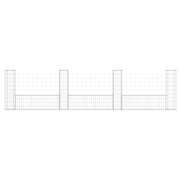 vidaXL U-shape Gabion Basket with 4 Posts Iron 380x20x100 cm