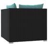 vidaXL 2-Seater Sofa with Cushions Black Poly Rattan
