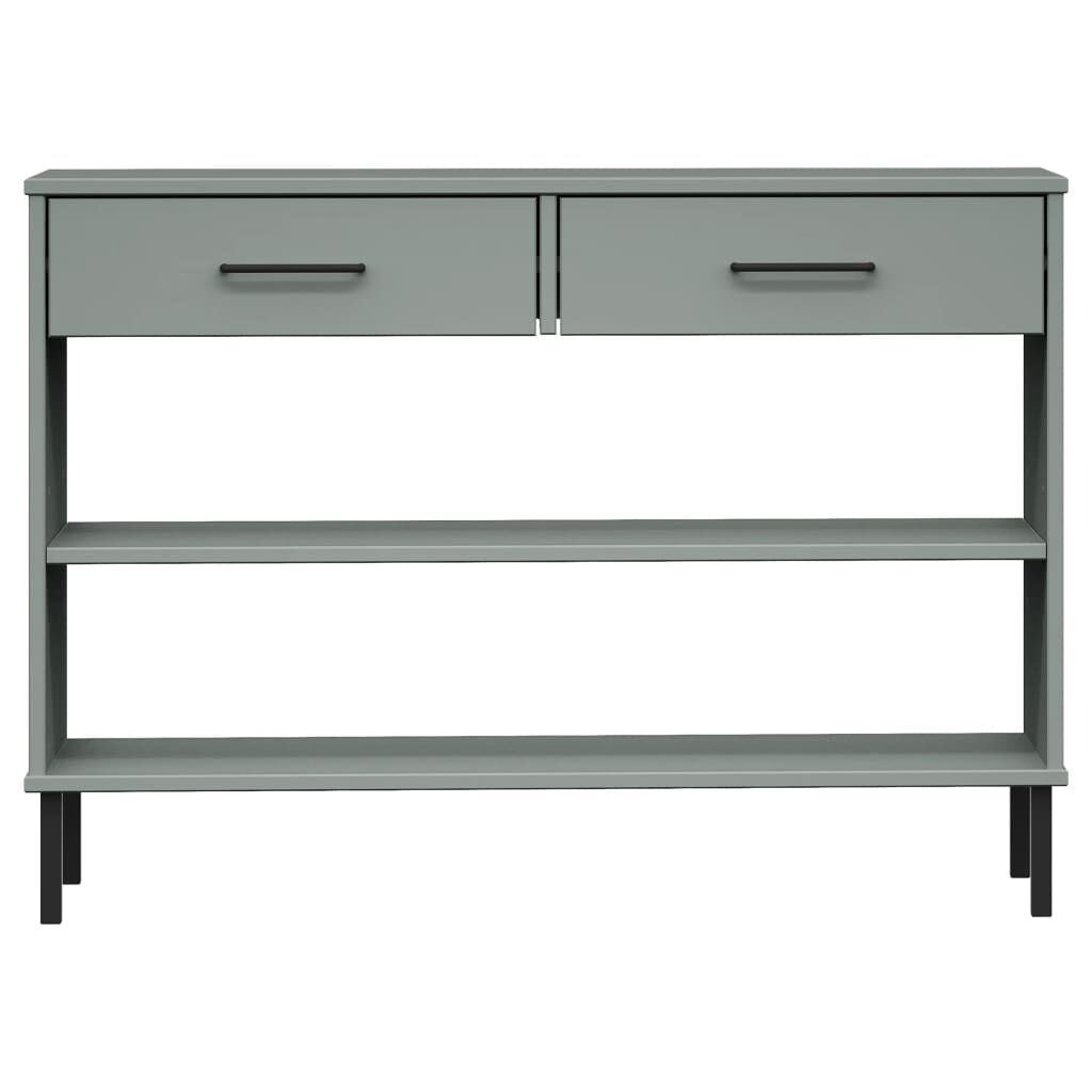 vidaXL Console Cabinet with Metal Legs Grey Solid Wood Pine OSLO