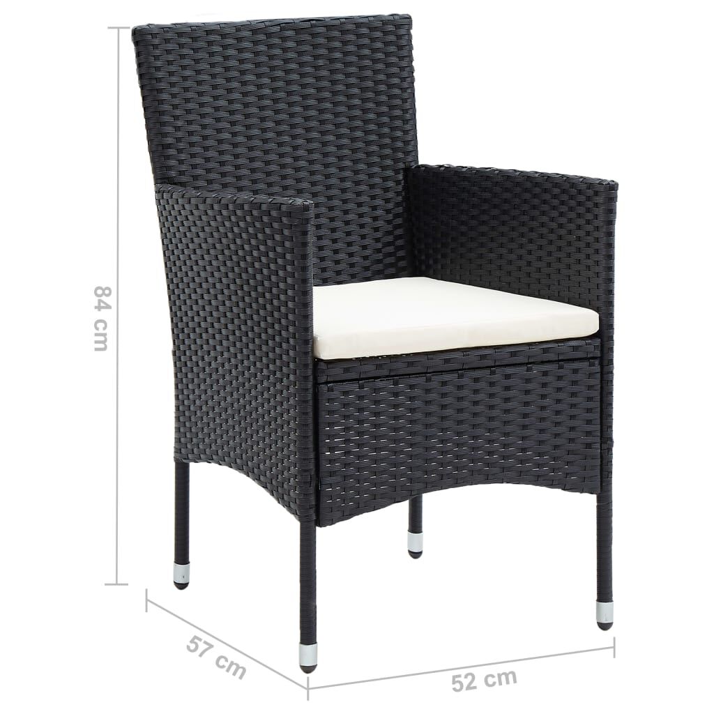 vidaXL Garden Dining Chairs 4 pcs Poly Rattan Black