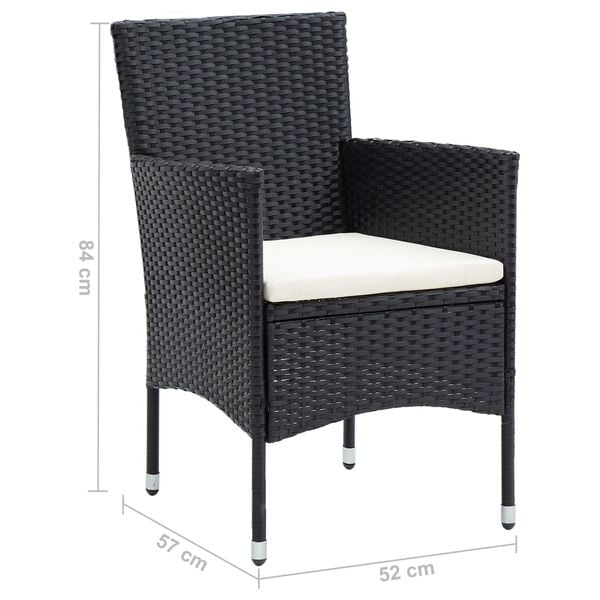 vidaXL Garden Dining Chairs 4 pcs Poly Rattan Black