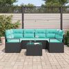 vidaXL Garden Sofa Set with Cushion Manual 7 pcs Black and Turquoise