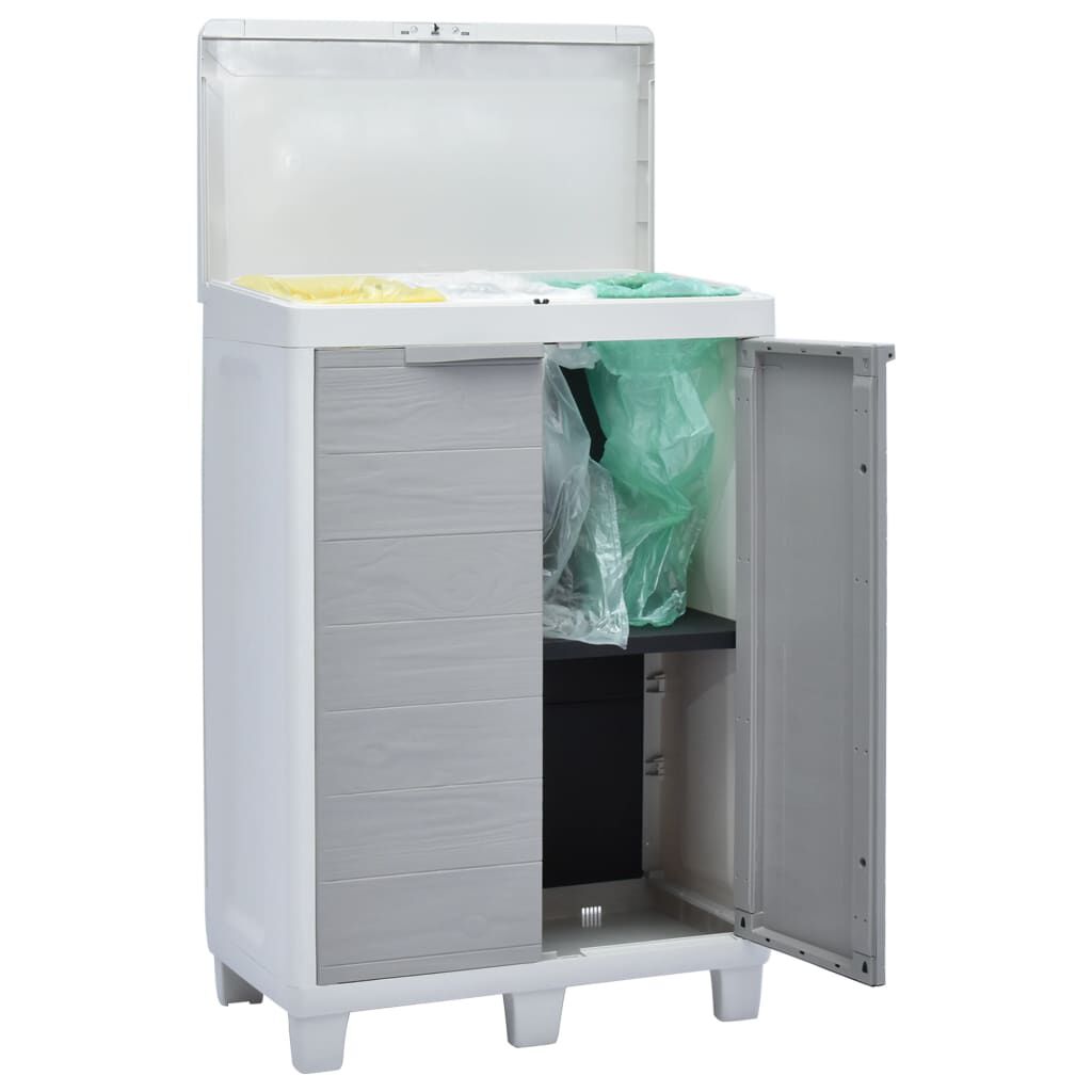 vidaXL Garden Dustbin with 3 Bags Light Grey 65x38x102 cm