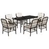 vidaXL 7 Piece Garden Dining Set with Cushions Brown Poly Rattan