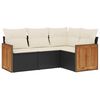 vidaXL 4 Piece Garden Sofa Set with Cushions Black Poly Rattan