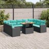 vidaXL 10 Piece Garden Sofa Set with Cushions Black Poly Rattan