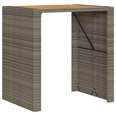 vidaXL 5 Piece Garden Bar Set with Cushions Grey Poly Rattan Acacia