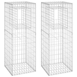 vidaXL Gabion Basket Posts 2 pcs 50x50x140 cm Iron