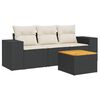 vidaXL 4 Piece Garden Sofa Set with Cushions Black Poly Rattan