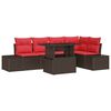 vidaXL Garden Sofa Set with Cushion with Storage 6 pcs Brown and red