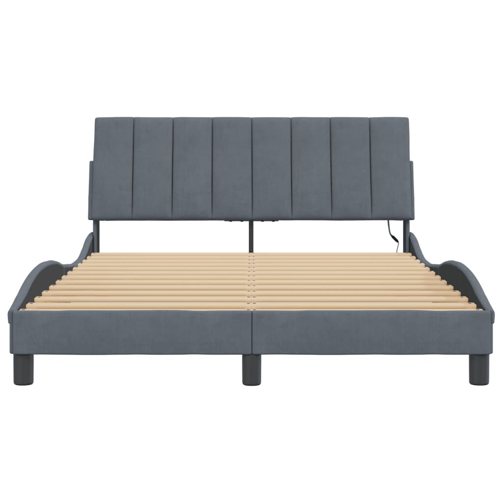 vidaXL Bed Frame with LED without Mattress Dark Grey 137x190 cm Velvet