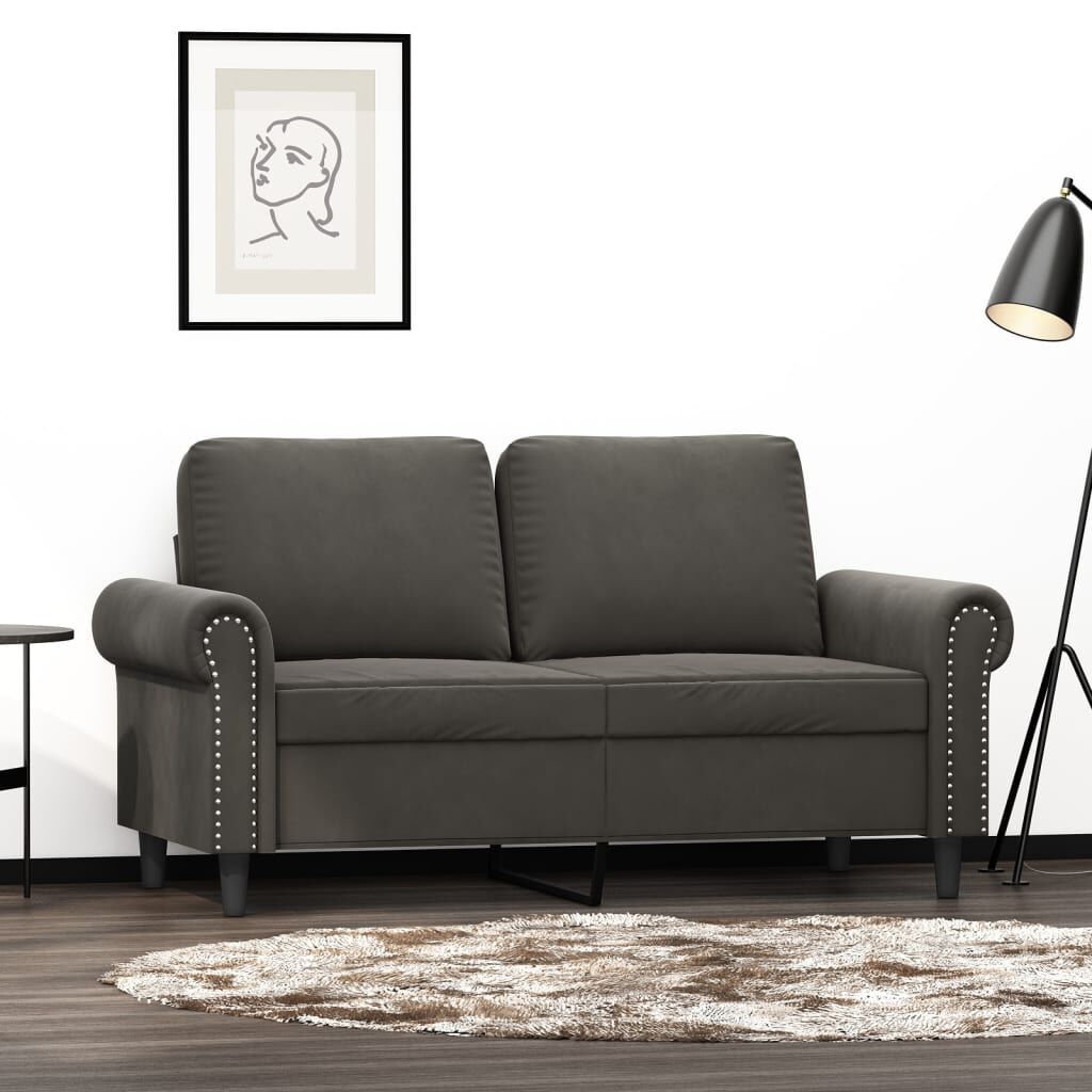 vidaXL 2-Seater Sofa Dark Grey 120 cm Velvet