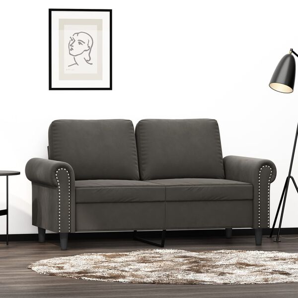 vidaXL 2-Seater Sofa Dark Grey 120 cm Velvet