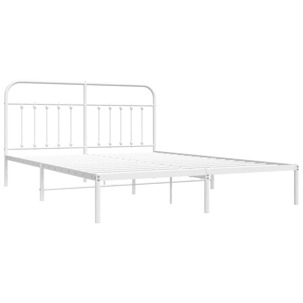 vidaXL Metal Bed Frame without Mattress with Headboard White 183x213cm