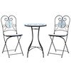 vidaXL Mosaic Bistro Set Blue and White Iron and Ceramic