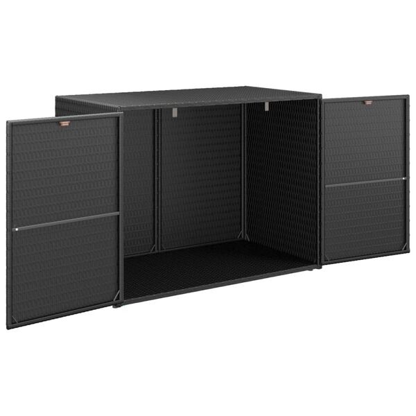 vidaXL Garden Storage Cabinet Black 100x55.5x80 cm Poly Rattan