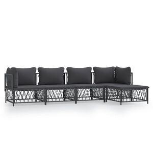 vidaXL 5 Piece Garden Lounge Set with Cushions Anthracite Steel