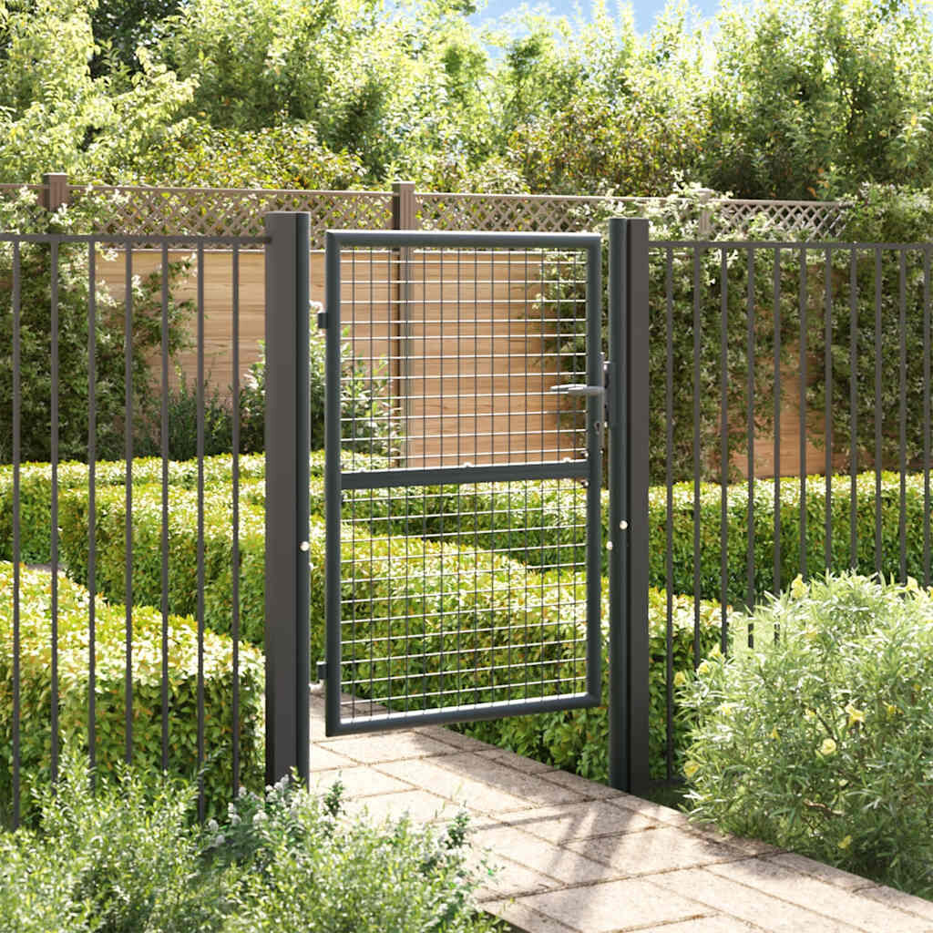 vidaXL Mesh Garden Gate Galvanised Steel 100x175 cm Grey