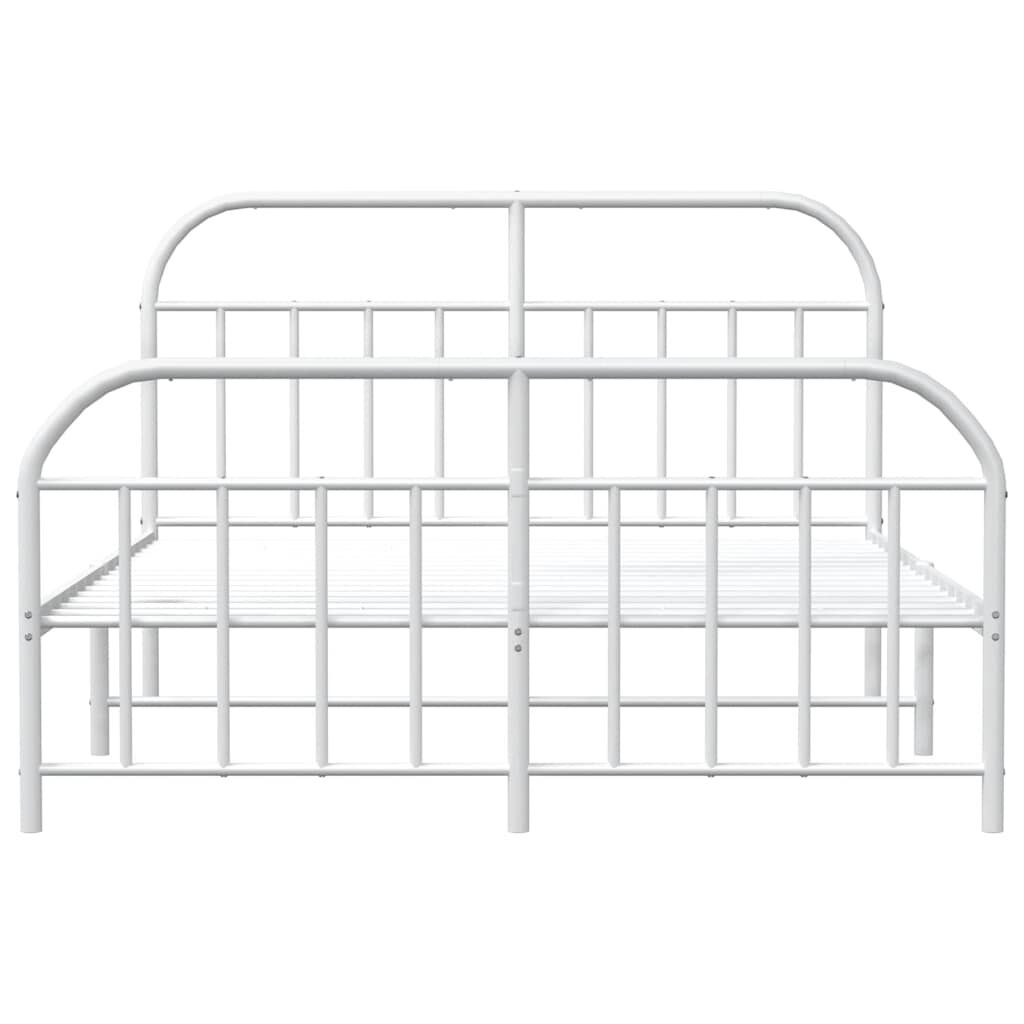 vidaXL Metal Bed Frame without Mattress with Footboard White 183x213cm