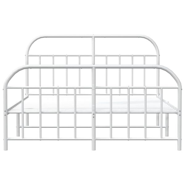 vidaXL Metal Bed Frame without Mattress with Footboard White 183x213cm