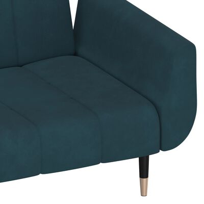 vidaXL 2-Seater Sofa Bed with Two Pillows Blue Velvet