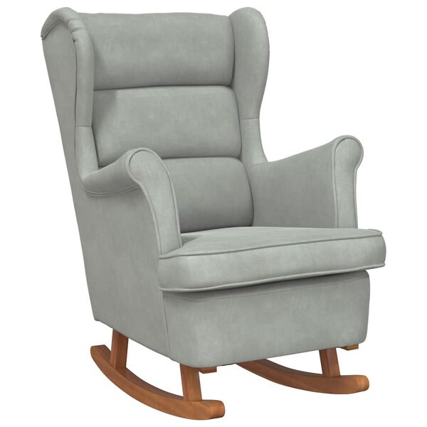 vidaXL Rocking Chair Wingback Light Grey Velvet and Solid Wood