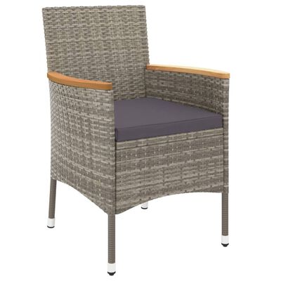 vidaXL 5 Piece Garden Dining Set with Cushions Grey Poly Rattan