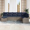 vidaXL Sofa Set with Cushion with Storage Grey and Navy Poly Rattan