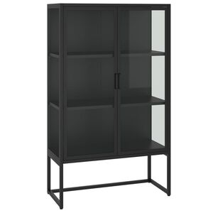 vidaXL Highboard Black 80x35x135 cm Steel and Tempered Glass