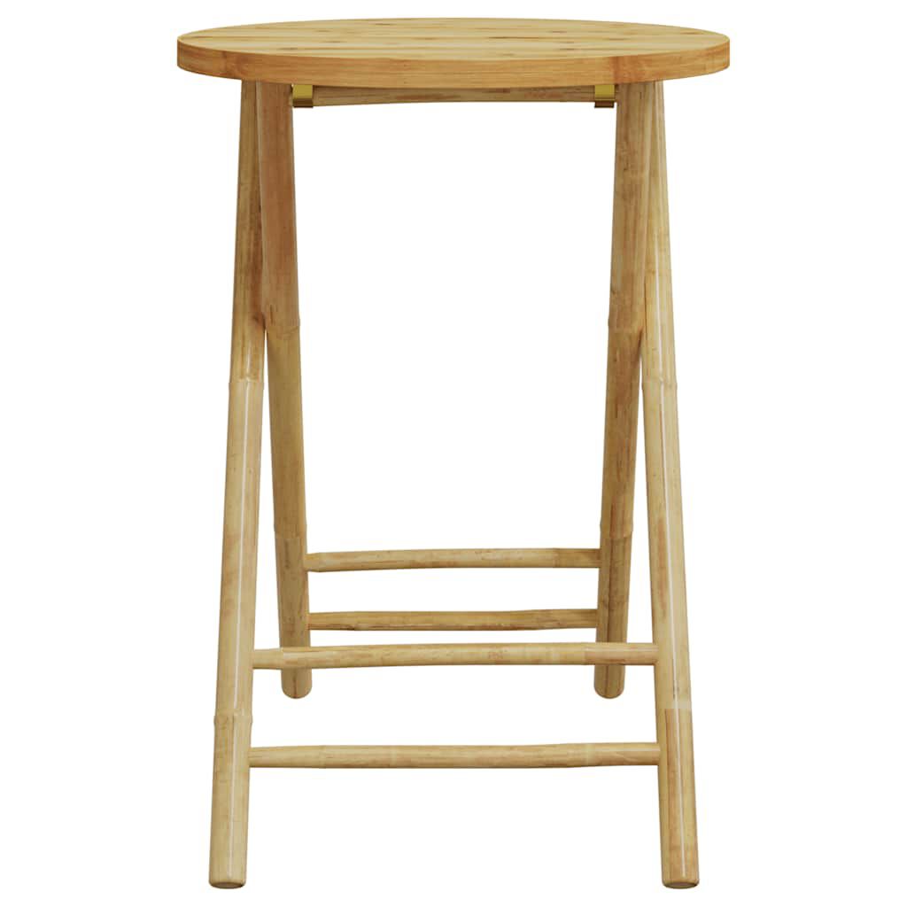 vidaXL 3 Piece Folding Bistro Set with Cream White Cushions Bamboo