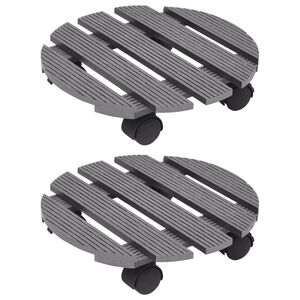 vidaXL Plant Trolleys 2 pcs Grey &Oslash;30x7.5 cm WPC