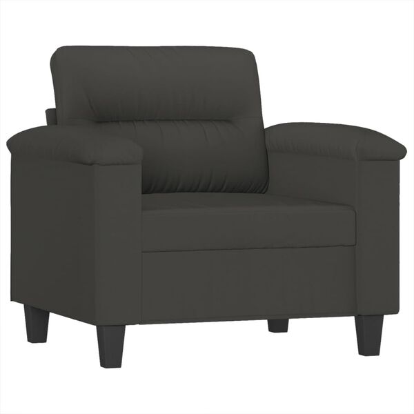 vidaXL Sofa Chair with Footstool Dark Grey 60 cm Microfibre Fabric