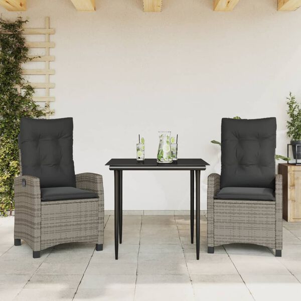 vidaXL 5 Piece Garden Dining Set with Cushions Grey Poly Rattan