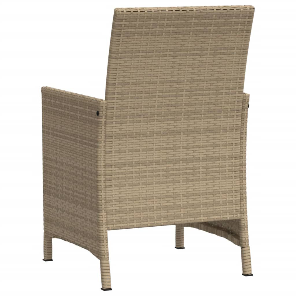 vidaXL 3 Piece Bistro Set with Cushions Beige Poly Rattan
