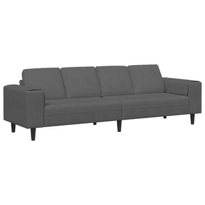 vidaXL Fabric Sofa with Cushion Dark Grey Corduroy fabric