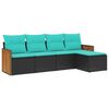 vidaXL 5 Piece Garden Sofa Set with Cushions Black Poly Rattan